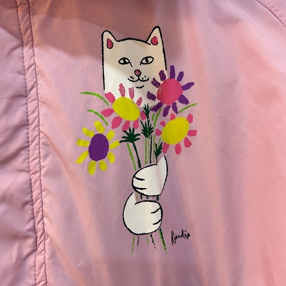 RIPNDIP Nermal Flowers Pink Anorak Pullover Jacket Sz M Cat Lovers Windbreaker - Picture 4 of 16